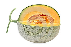 Cantaloupe melon slices isolated on white