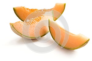 Cantaloupe or Muskmelon isolated on white photo