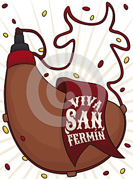 Canteen with Cord like a Bull to Celebrate San Fermin, Vector Illustration photo