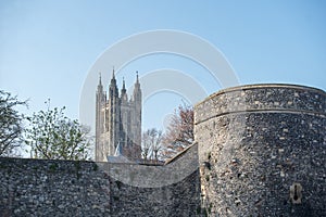 Canterbury Cathedral  stands proud above the city walls