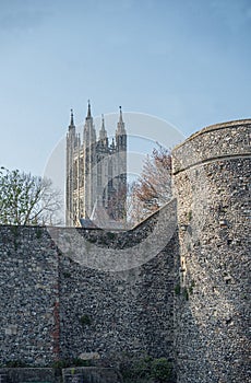 Canterbury Cathedral  stands proud above the city walls