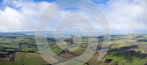 Canterbury plains, New Zealand showing Lake Ellesmere and farmla