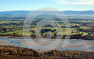 Canterbury Plains & Waimakariri River Aerial Autumn morning, Ne