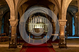 View of the underground crypt inside the Canterbury Cathedral