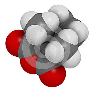 Cantharidin blister beetle poison molecule. 3D rendering.  Secreted by blister beetles, spanish fly, soldier beetles, etc. Atoms