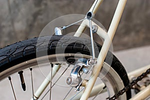Cantilever brake set for the rear wheel of the vintage bike.