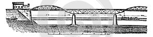 Cantilever Bridge, vintage illustration