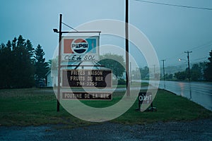 Cantine ClÃÂ© de Sol on a rainy evening, Nouvelle, QuÃÂ©bec, Canada