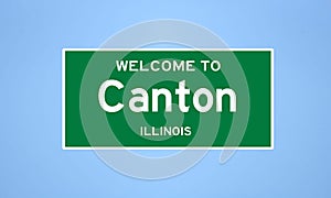 Canton, Illinois city limit sign. Town sign from the USA.