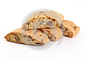 Cantucci, also known as Biscotti, italian almond cookies from Tuscany, with chocolate chips