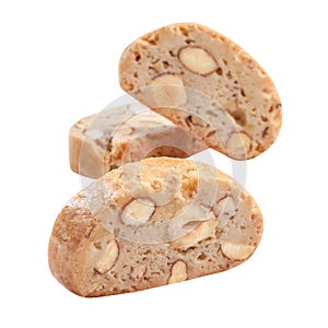 Cantucci biscuits with almonds and hazelnuts isolated on white