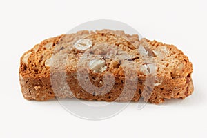 Cantucci cookie with nuts on white