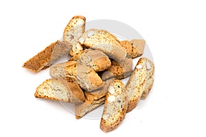 Cantuccini italian biscotti biscuits Isolated object on white