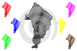 Canutama municipality Amazonas state, Municipalities of Brazil, Federative Republic of Brazil map vector illustration, scribble photo