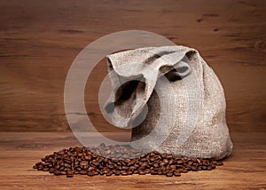 Canvas bag with coffee beans
