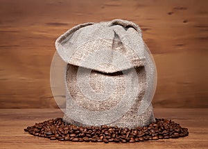 Canvas bag with coffee beans