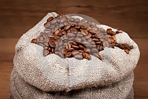 Canvas bag with coffee beans