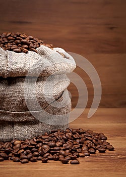 Canvas bag with coffee beans