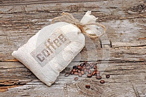 Canvas bag with coffee beans