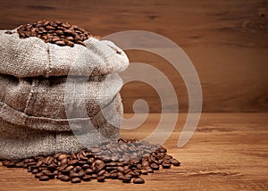 Canvas bag with coffee beens