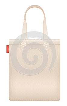 Canvas bag. Realistic blank natural shopper mockup