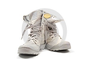 Canvas boots, isolated over white