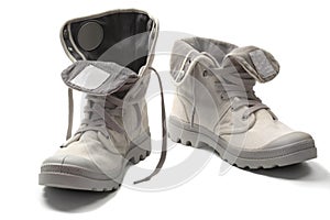 Canvas boots, isolated over white background