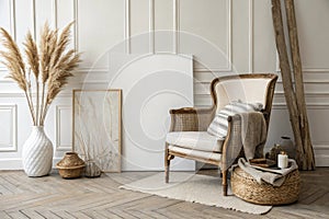 Canvas mockup in minimalist interior