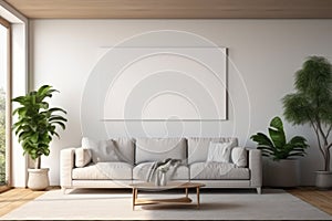 Canvas mockup modern living room generative ai