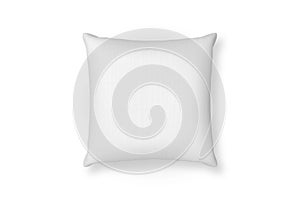 Canvas pillow mockup. White blank cushion isolated background. Top view