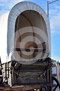 Canvas and ribs of covered wagon