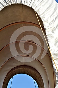 Canvas and ribs of covered wagon