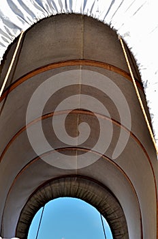 Canvas and ribs of covered wagon