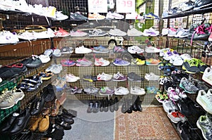 Canvas shoes second hand shop at the night market