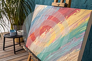 Canvas texture with brush strokes photo
