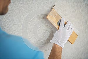 Soft Wooden Vinyl Squeegee Using For Wallpaper Application photo