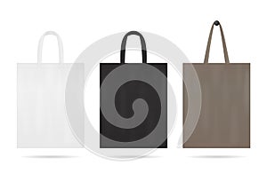 Canvas tote bag mockup for sale. Shopping sack bags with white, black color. Blank fabric eco bag with handles. Handbag for travel