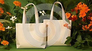 Canvas Tote Bags Amidst Wildflowers