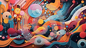 A canvas with vibrant colors and vector shapes, showcasing the process of creating visually appealing graphics photo
