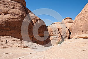 Canyon in archaeological site Madain Saleh Saudi Arabia photo