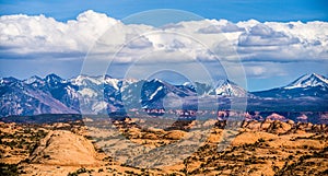 Canyon badlands and colorado rockies lanadscape