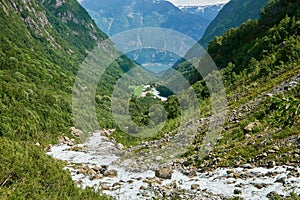 Canyon at folgefonna glacier river photo