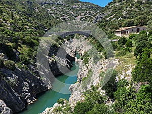 Canyon of Herault river in Herault valley, Southern France