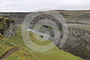 Canyon of the Jökulsá á Fjöllum River at Dettifoss waterfall, Iceland