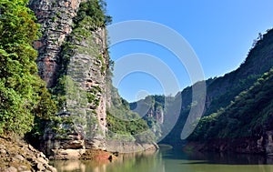 Canyon landforms in DaJin Lake, Fujian, China