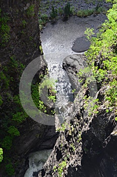 A canyon in Mafate volcanic caldera in the island of RÃ©union