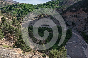 Canyon of mountain river in High Atlas range, Morocco, Africa