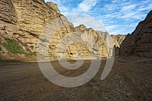 The canyon path is in Yinma Gully.Gansu Province, China