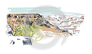 Canyon Phoenix Arizona vector sketch line usa landscape hand drawn