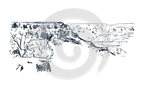 Canyon Phoenix Arizona vector sketch line usa landscape hand drawn